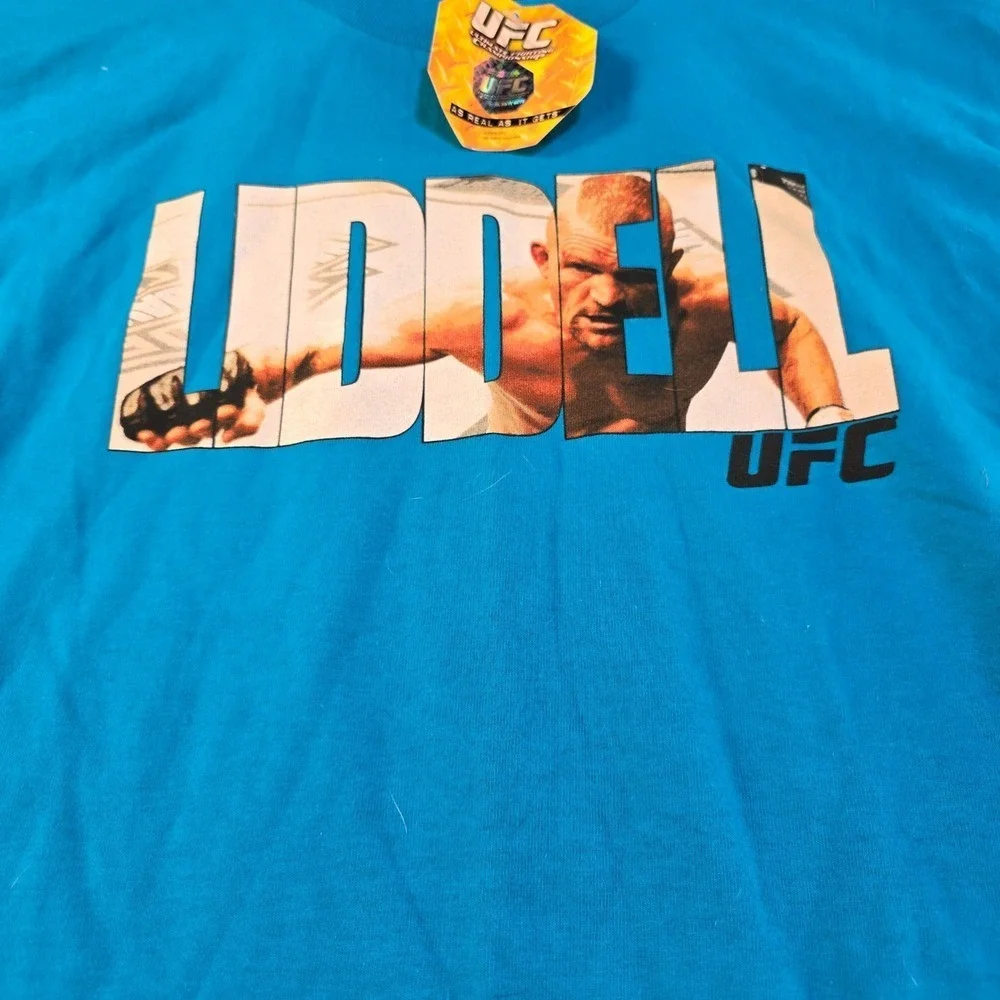 UFC Chuck Liddell T-Shirt youth Large Teal Blue Graphic‎ MMA Fighting 2008 NWT